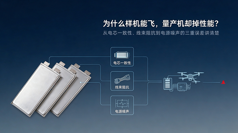 为什么样机能飞，量产机却掉性能？从电芯一致性、线束阻抗到电源噪声的三重误差讲清楚